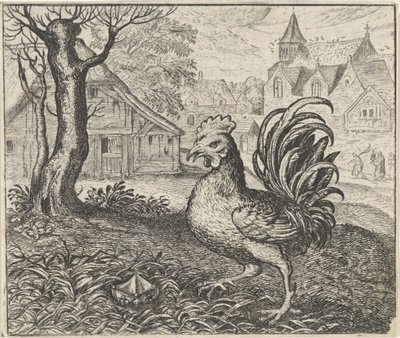 雄鶏とダイヤモンドの寓話 作： Egidius  Sadeler (II)