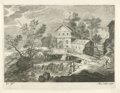 橋の近くの旅館といくつかの家 チロルの風景（連載タイトル） 作： Egidius  Sadeler (II)