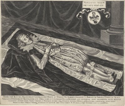 彼の死の床にあるスミルジッツ男爵、アルバート・ヨハネスの肖像 作： Egidius  Sadeler (II)
