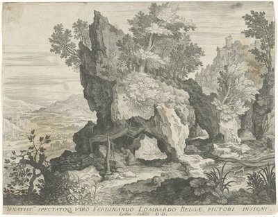 聖ジェロームと岩の風景 作： Egidius  Sadeler (II)