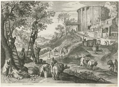 9月と10月 六つのイタリア風景における十二ヶ月（シリーズタイトル） 作： Egidius  Sadeler (II)