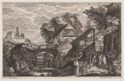 川の右岸の農家（『ボヘミアの8つの風景』より 作： Aegidius Sadeler II