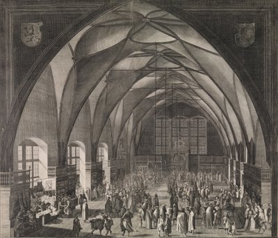 年次フェア中のプラハ城のヴラディスラフ ホールの内部ビュー, 1607., 1607. 作： Aegidius Sadeler II