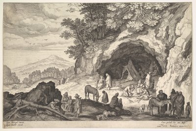 ジプシーのグループがいる山岳風景、1586-1629。 作： Aegidius Sadeler II
