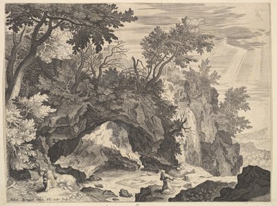 聖フランシスの非難を伴う岩の多い風景.nd 作： Aegidius Sadeler II