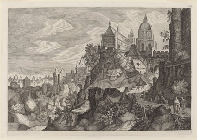 ボヘミアの岩の多い風景 作： Aegidius Sadeler II after Pieter Stevens