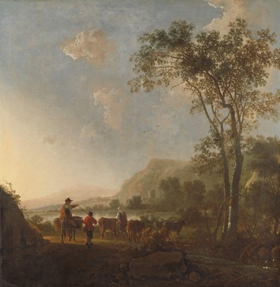 牧夫と牛のいる風景 作： Aelbert Cuyp (follower of)
