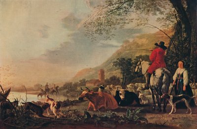 数字のある丘陵の風景、c1655 作： Aelbert Cuyp