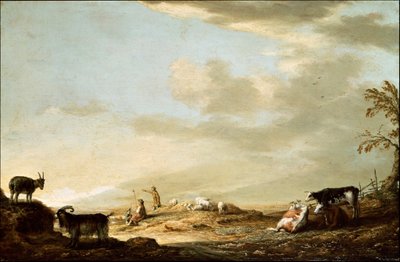 牛と人物のいる風景 作： Aelbert Cuyp