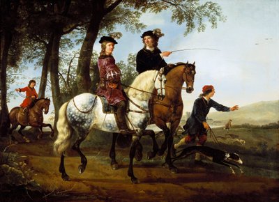 スポーツマンが狩りに出発する風景、1650年代初頭 作： Aelbert Cuyp