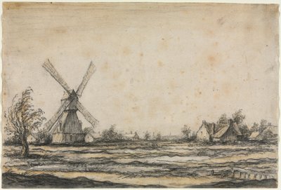 農場近くの風車のある風景 作： Aelbert Cuyp