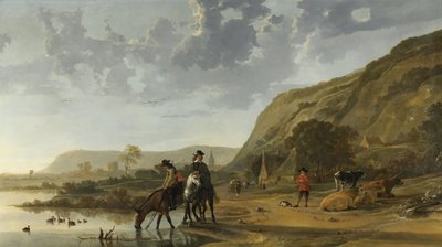 ライダーのいる川の風景、1653年〜 作： Aelbert Cuyp