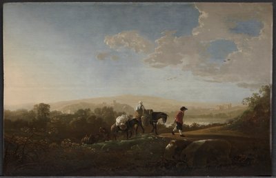 丘陵地帯の旅行者、c。 1650。 作： Aelbert Cuyp