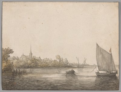 ニューマースの向こうに見えるアイセルモンドの眺め 作： Aelbert Cuyp