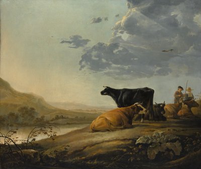 牛と若い牧夫、ca。 1655-60。 作： Aelbert Cuyp