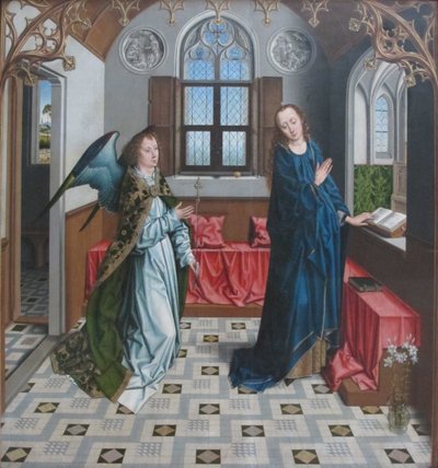ドイツ語：Verkündigung an Maria 聖母マリアの受胎告知。 作： アエルブレヒトの試合
