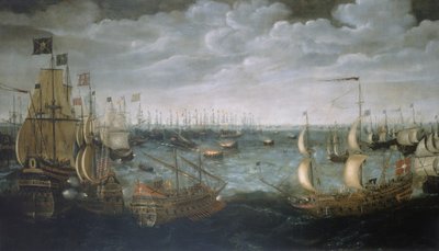 スペイン艦隊に対する戦艦の進水、1588年8月7日、1590年頃（油彩・カンヴァス） 作： Aert Anthonisz