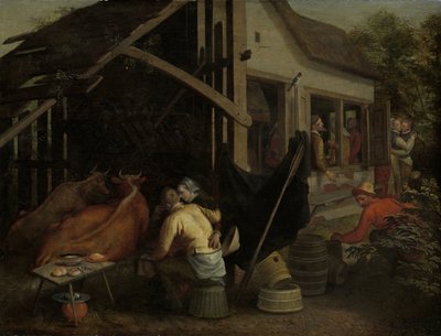 田舎の旅館で愛し合うカップル 作： Aert Pietersz. (attributed to)
