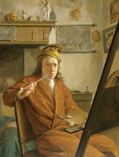 画家、おそらく芸術家自身の肖像 作： Aert Schouman (attributed to)