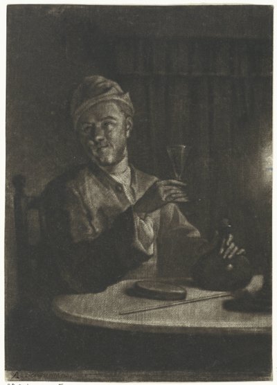 隆起したガラスを持つ男 作： Aert Schouman