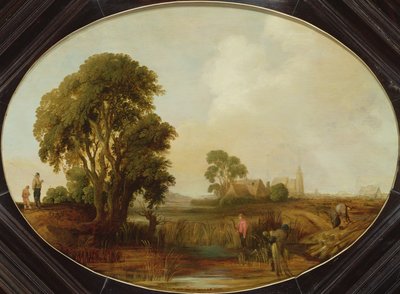 リードカッターのいる風景、17世紀 作： Aert van der Neer