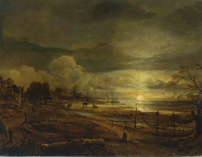 月の出の運河 作： Aert van der Neer