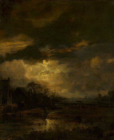 夕暮れの風景 作： Aert van der Neer