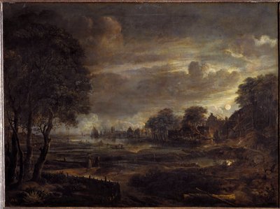 月明かりの中の風景（絵画 作： Aert van der Neer