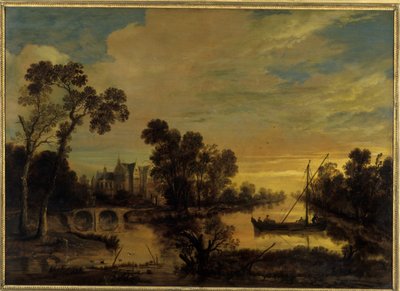 運河のある風景、1643 作： Aert van der Neer