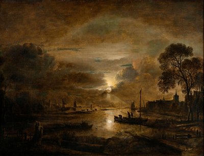 オランダ河の月光 1650年頃 油彩・カンヴァス 作： Aert van der Neer