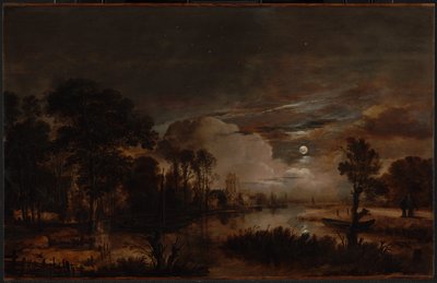 ニューアムステル川とコストバーローレン城を望む月夜の風景 作： アールト・ファン・デル・ニール