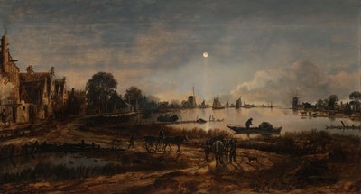 月光による川の眺め、1640〜50年頃 作： Aert van der Neer