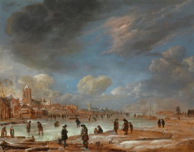 冬の川の眺め、1655-60 作： Aert van der Neer