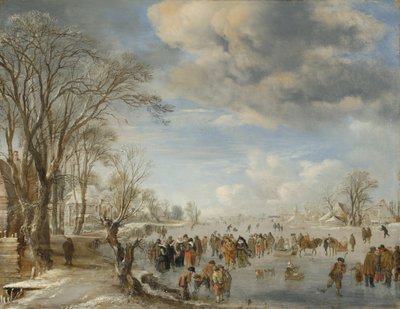 オランダの冬: スケート シーン、1645 年。 作： Aert van der Neer