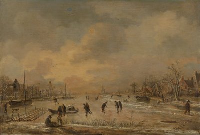 家々が点在する冬の風景 作： Aert van der Neer