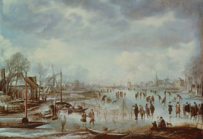 フィギュアスケートの冬景色 作： Aert van der Neer