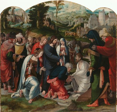 ラザロの復活 ラザロの上昇を伴うトリプティクの中央パネル 作： Aertgen Claesz van Leyden (attributed to)