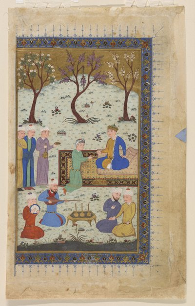 従者に囲まれた王子、1425-30 作： Afghan School