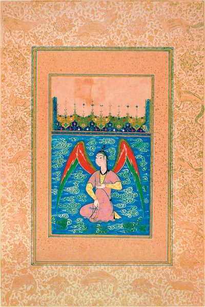 ロザリオのある空中ペリ、c.1500 作： Afghan School