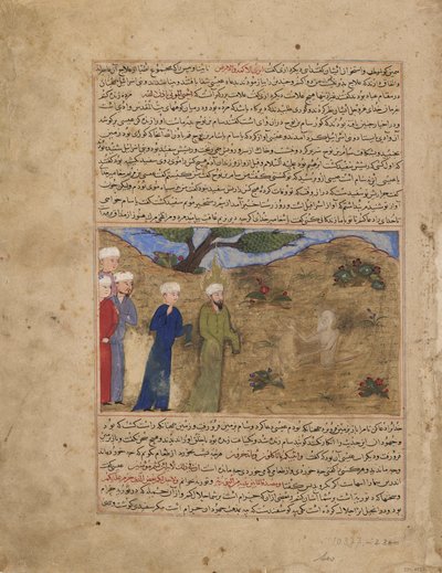 Hafiz-i AbruによるMajma al-tawarikh（歴史の大要）のフォリオ。直訳：イエスとサム、ティムール朝時代、1425年頃（不透明な水彩、インク、紙の上の金） 作： Afghan School