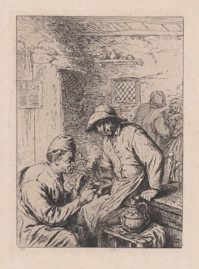 喫煙者たち」 オスターデの後 19世紀 作： After Adriaen van Ostade.