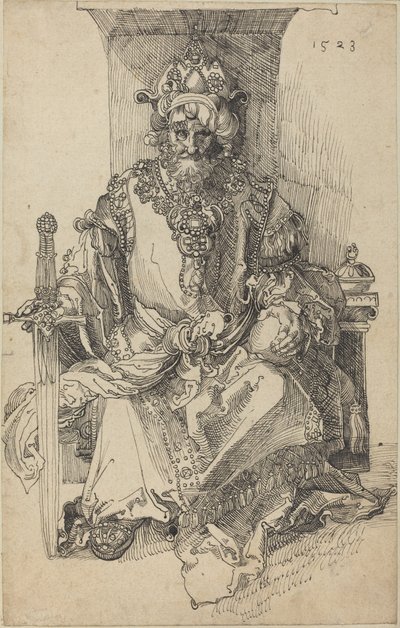 玉座に座る東洋の支配者 作： After Albrecht Dürer