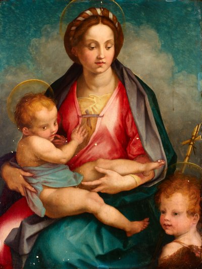 聖母子と聖ヨハネ 作： Andrea del (after) Sarto