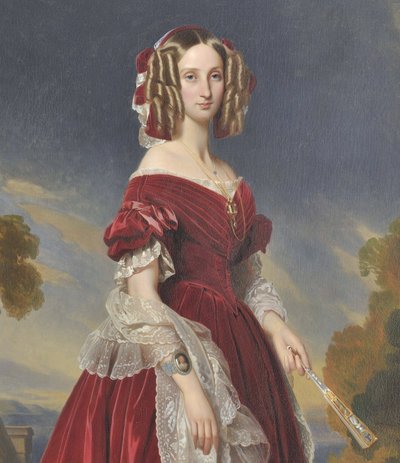 フランス語：赤いドレスのルイーズ・マリー王妃の肖像 赤いドレスのルイーズ・マリー王妃の肖像 作： Franz Xaver Winterhalterの後