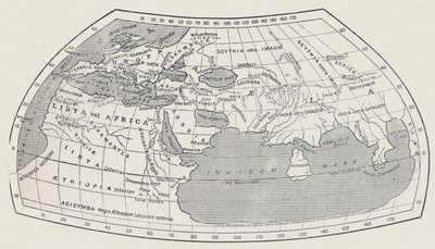 1923年のプトレマイオスによると、世界地図。 作： Agathodaemon of Alexandria