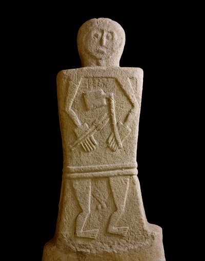 先史時代の美術：フィレットのセルバ（フィレットII）の男性像、鉄器時代（紀元前8～6世紀）ポントレモリ、ボッコーニ宮殿 作： Iron Age
