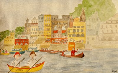 The Voyage, Varanasi, 2015 , aquarela sobre papel 作： Agnes Girardon