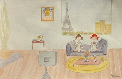 航海、居間、2015年、紙に水彩 作： Agnes Girardon