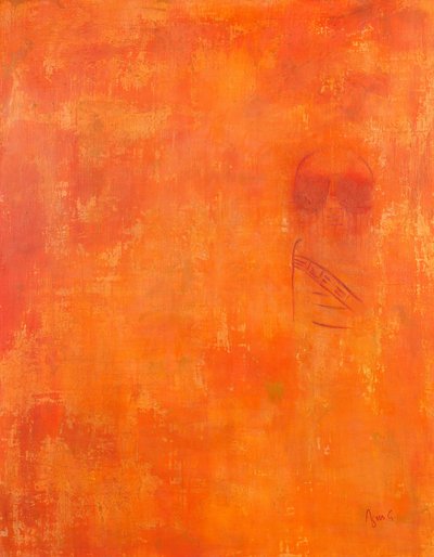 Toteemi, 2018 (sekoitettu tekniikka hiekalla ja öljyllä kankaalle) 作： Agnes Girardon