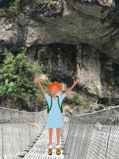 橋の上を歩く、2023年（写真にデジタルアート） 作： Agnes Girardon